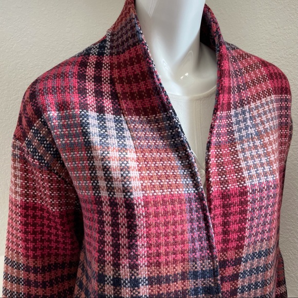 Rachel Zoe Pretty in Plaid Wool Blend Oversized Open Front Jacket | Sz XS - Picture 3 of 9